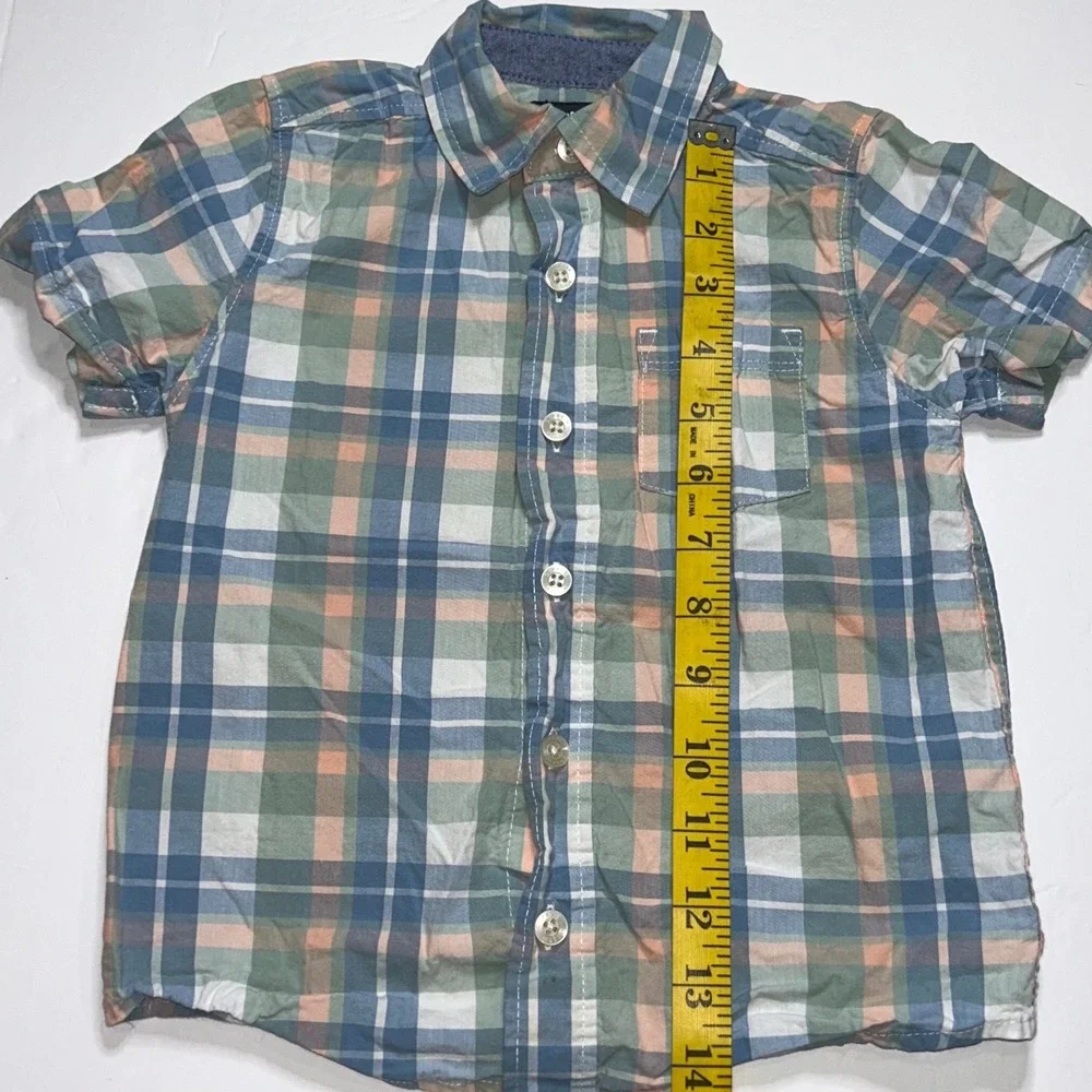 OshKosh B'gosh Toddler Boys‎ Plaid Short Sleeve Button Up Shirt Size 3T